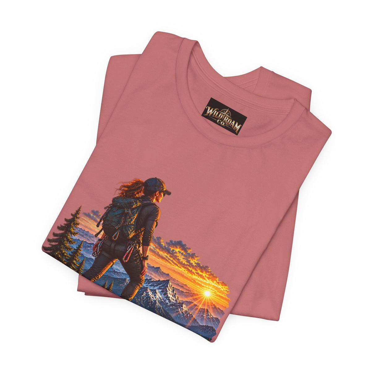 Women's Hiker Sunset T-Shirt — Wild Roam Co. Mountain Adventure Tee