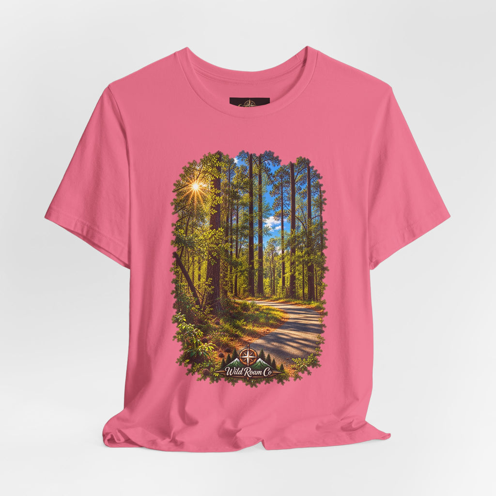 Wild Roam Co Unisex Tee--Matt 7:14 Forest Path