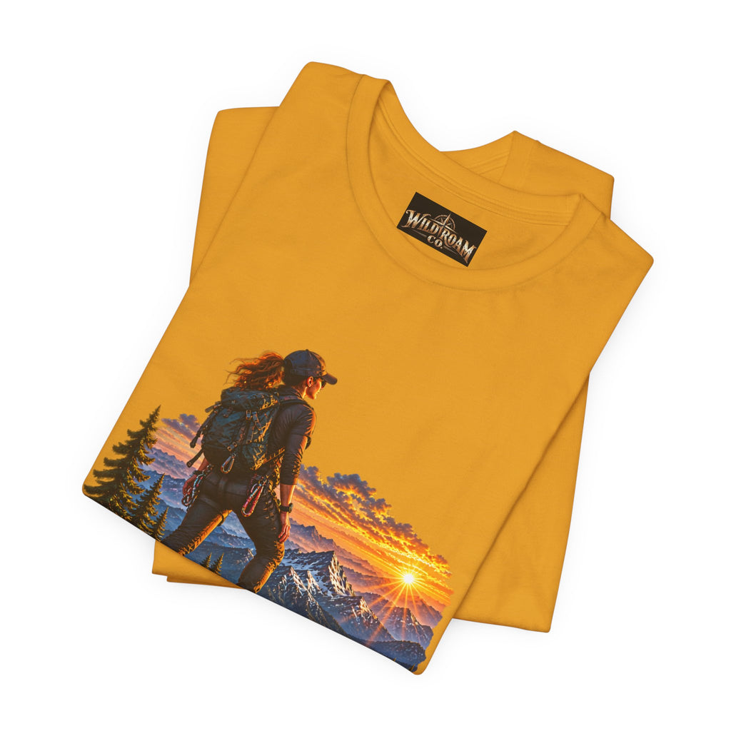 Women's Hiker Sunset T-Shirt — Wild Roam Co. Mountain Adventure Tee