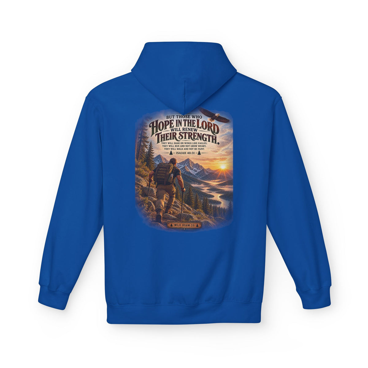 Men's Hope in the Lord Hiking Hoodie — Wild Roam Co. Sunset Mountain Faith Pullover