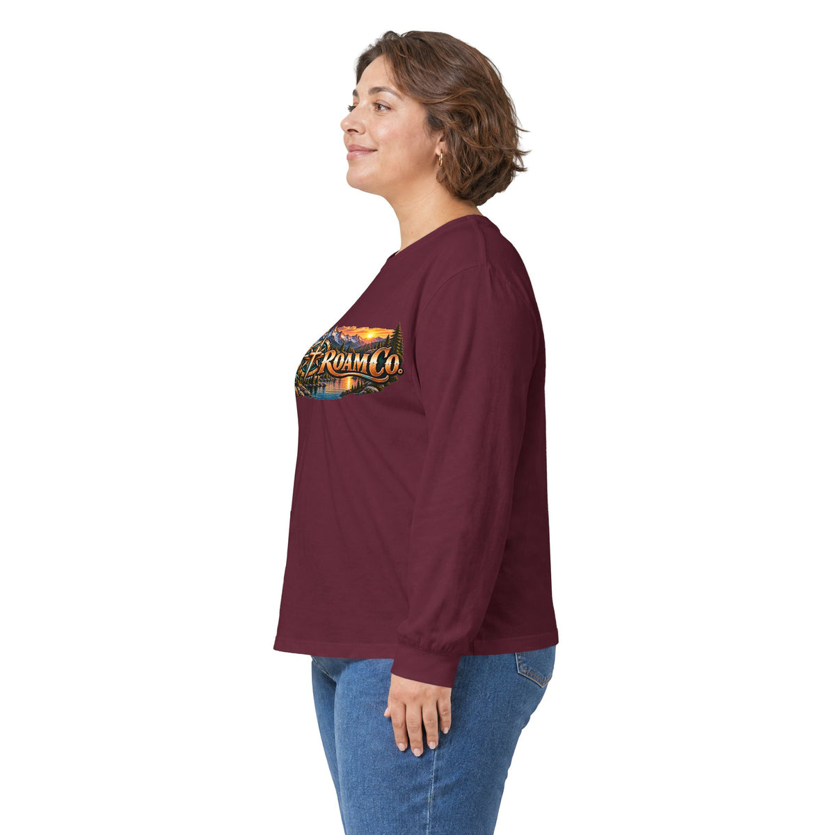 Long Sleeve Tee - "Wild + Roam Co." Faith Logo Sunset Graphic with Acts 13:47 Scripture Back