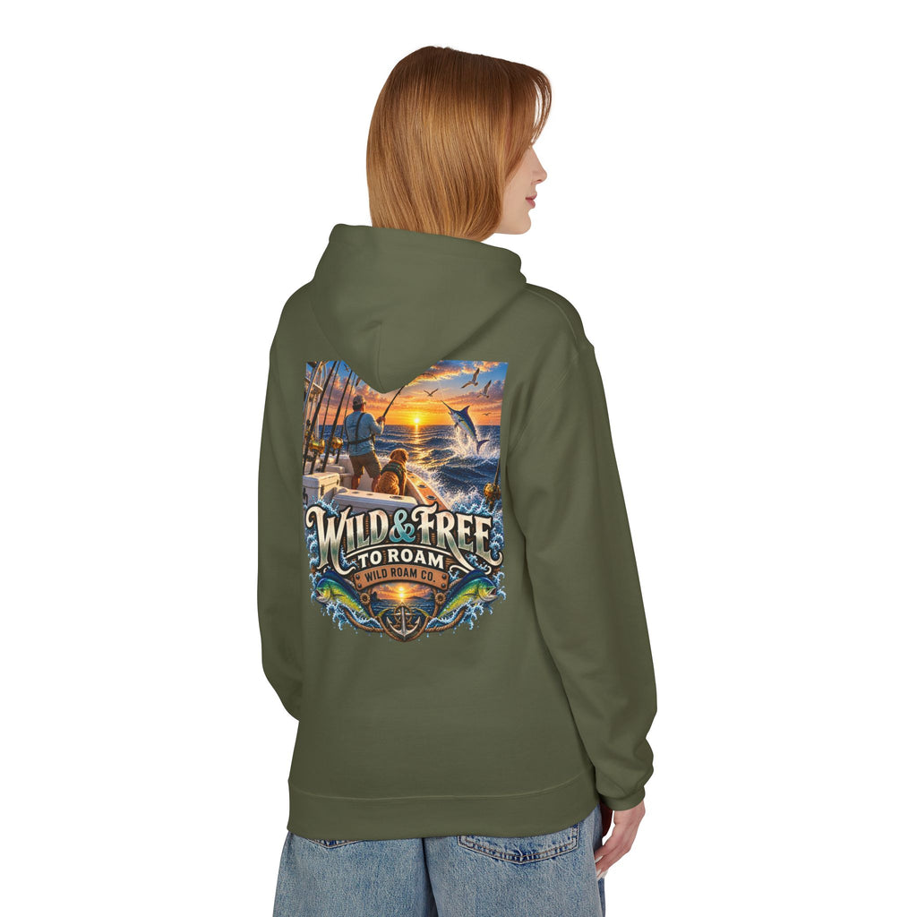 Hoodie - "Wild & Free to Roam" Ocean Angler Adventure Pullover
