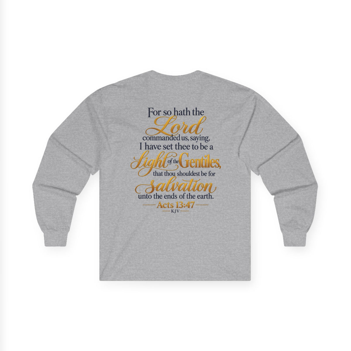 Long Sleeve Tee - "Wild + Roam Co." Faith Logo Sunset Graphic with Acts 13:47 Scripture Back