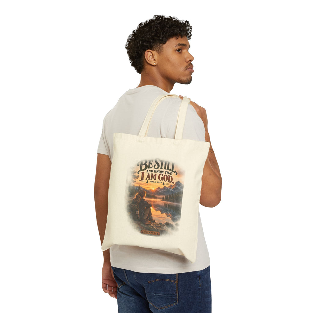 Be Still Scenic Prayer Tote - 'Be Still and Know That I Am God' Canvas Bag