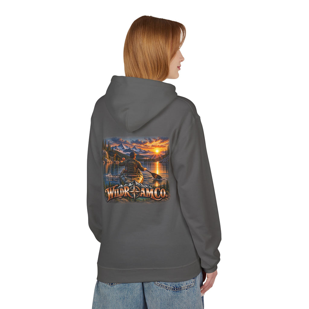 Wild Roam Co. Men's Hoodie — Sunset Kayak Graphic Hoodie