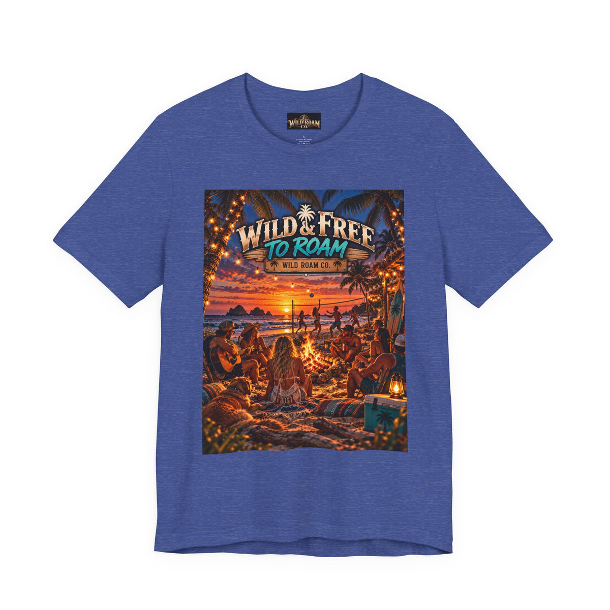 Wild & Free Beach Sunset T‑Shirt — "Wild & Free to Roam" Graphic Tee