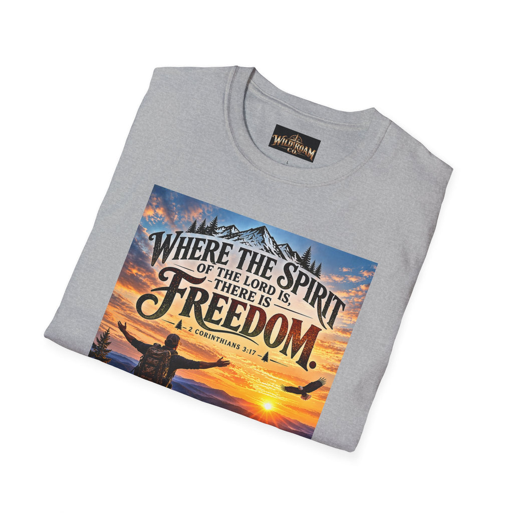 Men's Freedom Sunrise Christian T-Shirt – "Where the Spirit of the Lord is, there is Freedom"
