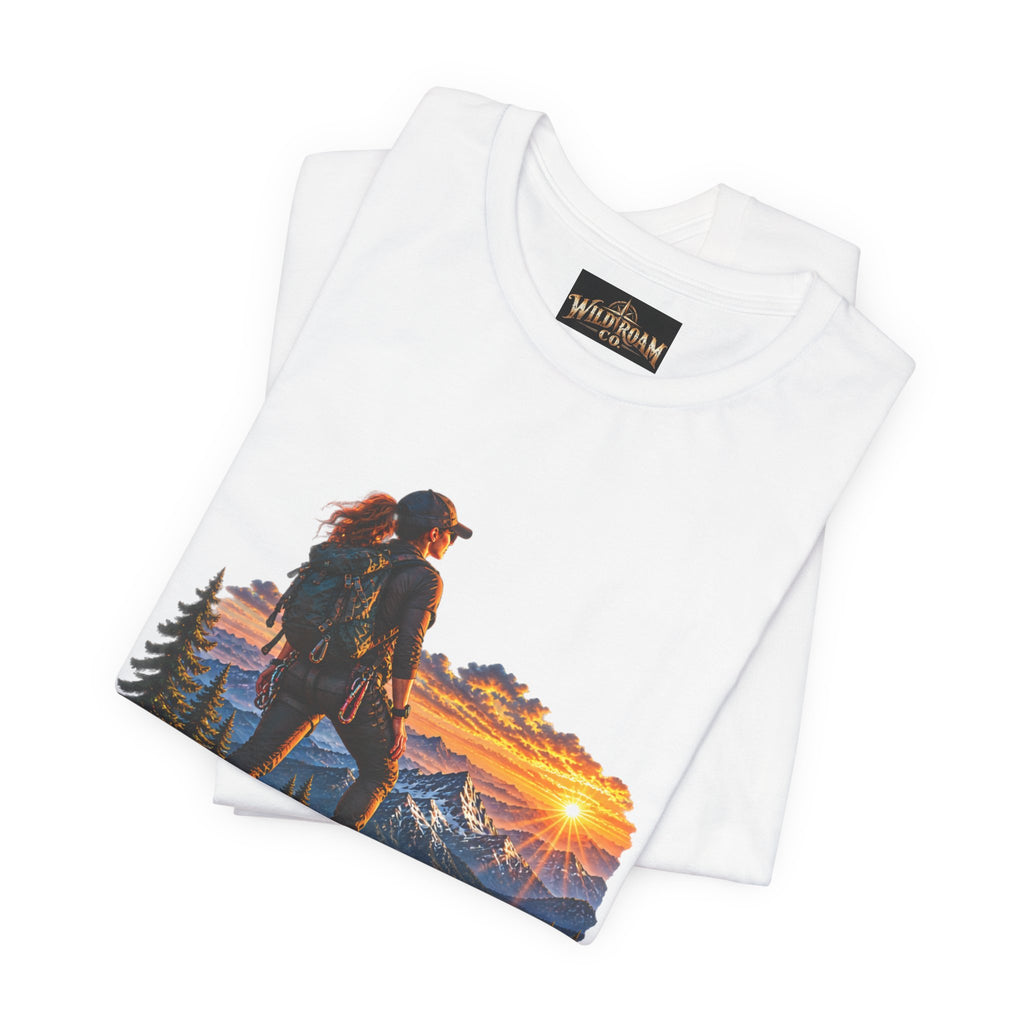 Women's Hiker Sunset T-Shirt — Wild Roam Co. Mountain Adventure Tee