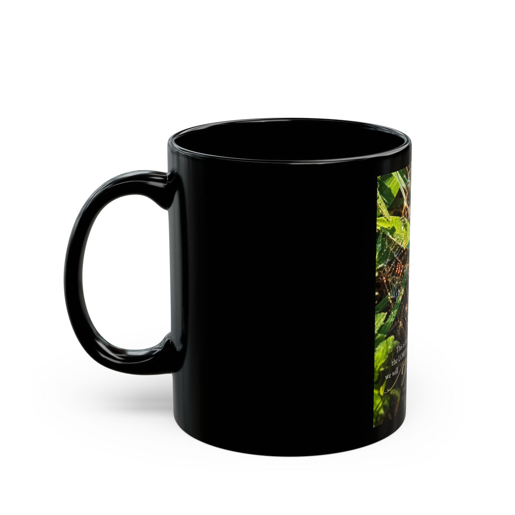 Inspirational Spiderweb Nature Mug — "This is the day the LORD has made; rejoice" (Black 11oz/15oz)