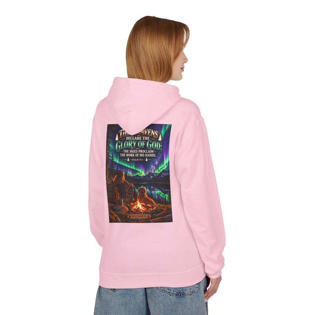 Women's Hoodie - 'Wild Roam Co.' Scenic Christian Campfire Hoodie with Aurora Psalm Design