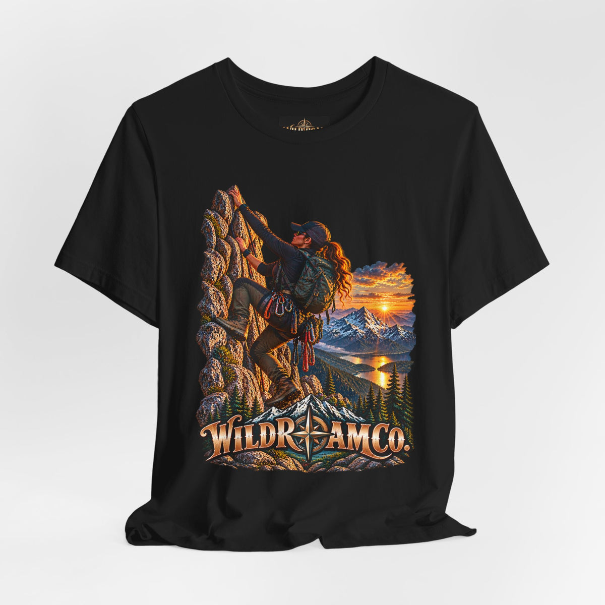 Women's Climber Sunset Tee — Wild Roam Co. Rock Climbing Graphic T-Shirt