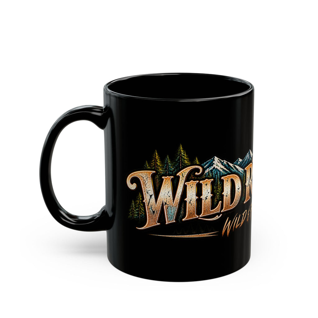 Wild Roam Black Mug — "Wild & Free to Roam" Mountain Compass Coffee Cup
