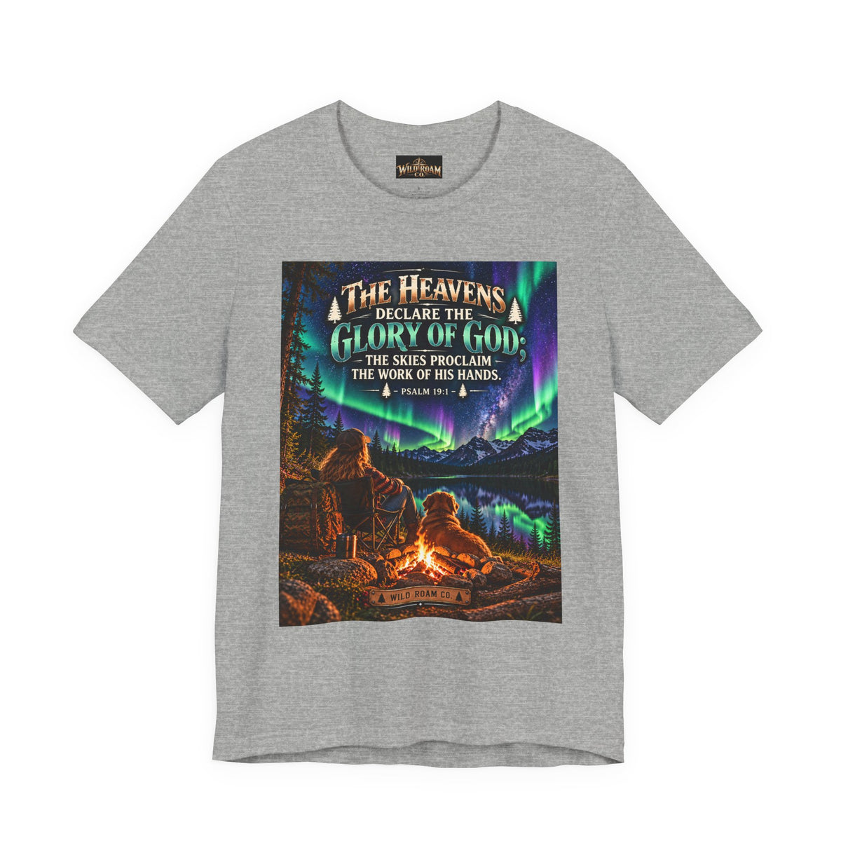 Women's Christian Nature T-Shirt — "The Heavens Declare the Glory of God" Campfire Aurora Tee
