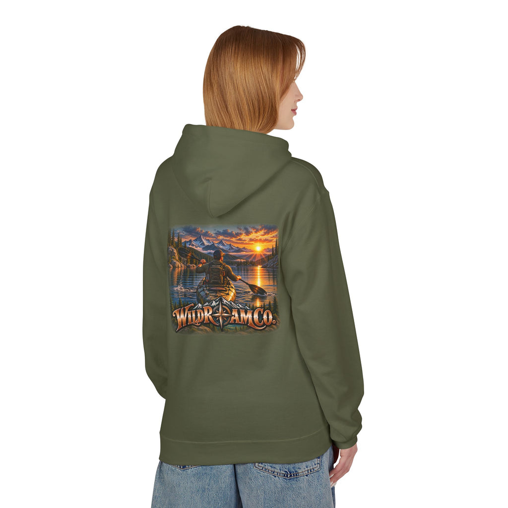 Wild Roam Co. Men's Hoodie — Sunset Kayak Graphic Hoodie
