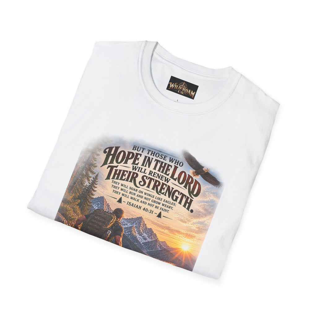 Men's Christian Hiking T-Shirt — "Those Who Hope in the Lord Will Renew Their Strength" Inspirational Faith Tee