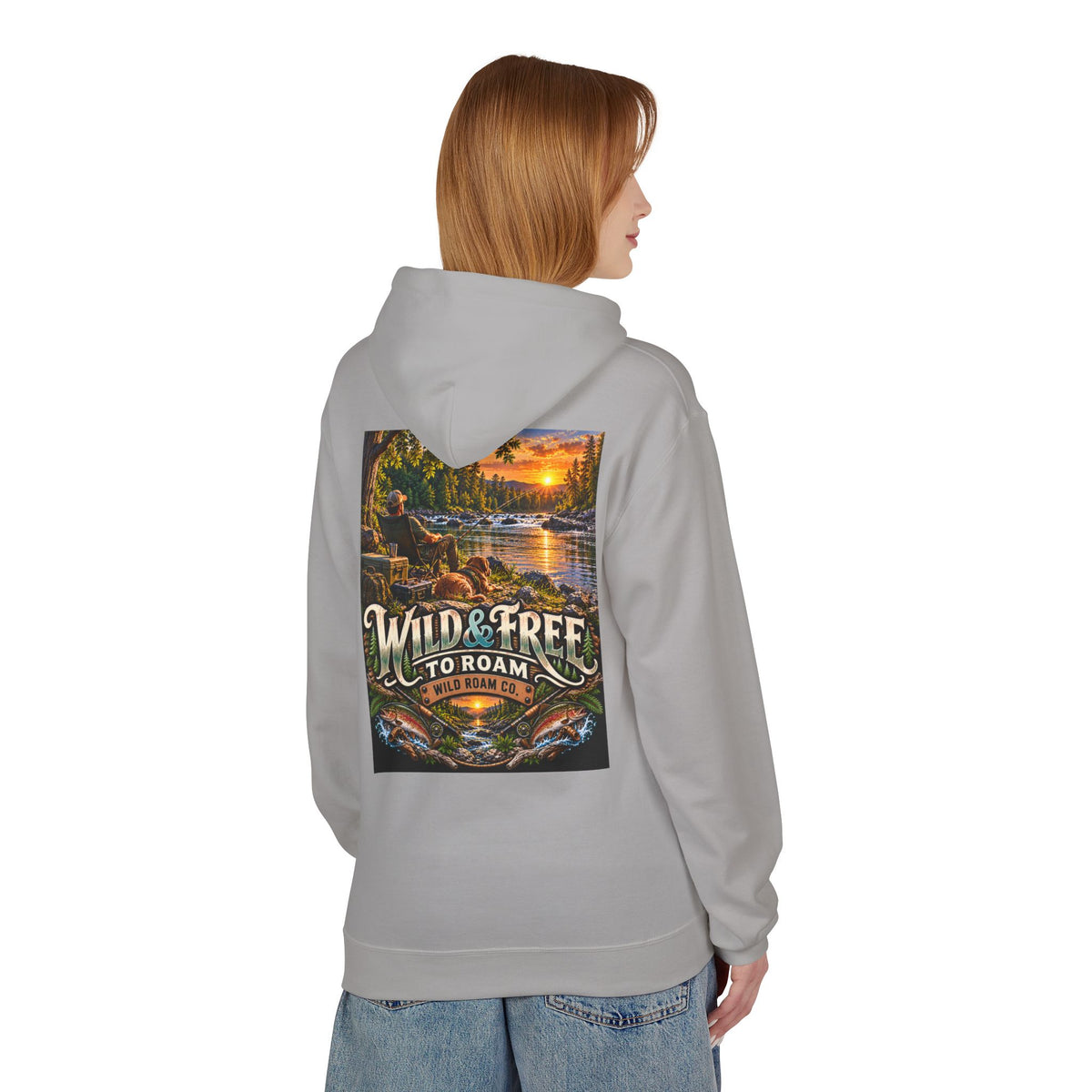 Wild Roam Co Hoodie--Bank Fishing Sunset