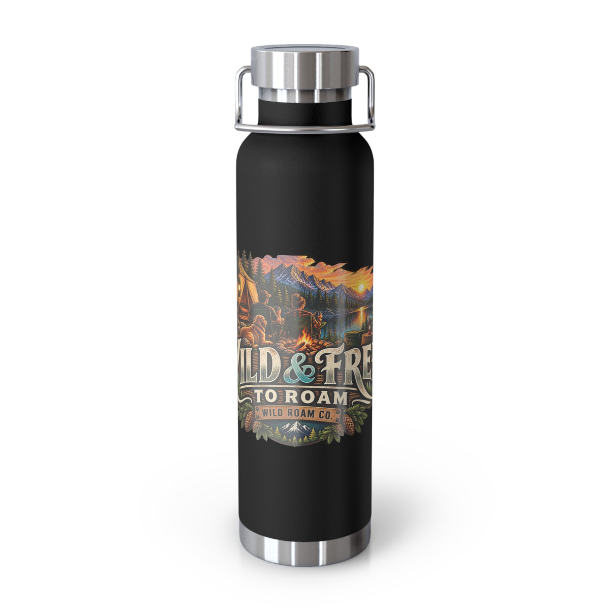 Wild & Free Camping Water Bottle — 22oz Copper Insulated Travel Flask