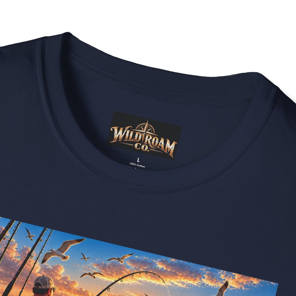 Wild & Free to Roam Fishing T-Shirt — Ocean Sunset Angler Tee