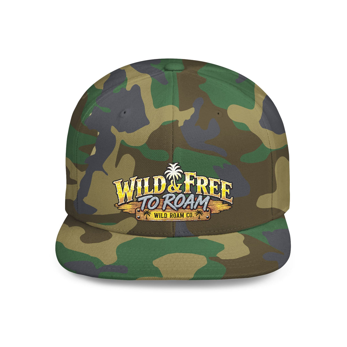 Snapback Hat — "Wild & Free to Roam" Embroidered Flat Bill Cap