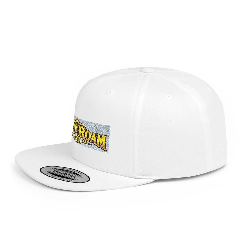 Wild Roam Co. Flat Bill Snapback Hat — Outdoor Adventure Logo Cap