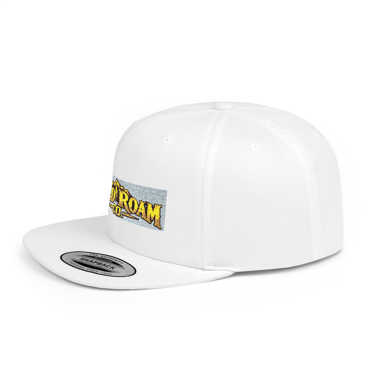 Wild Roam Co. Flat Bill Snapback Hat — Outdoor Adventure Logo Cap