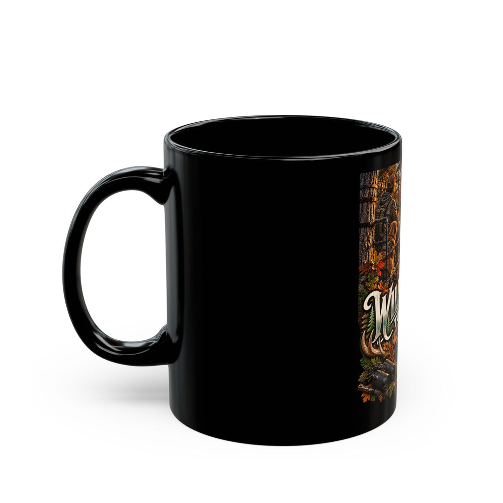 Wild & Free to Roam Black Coffee Mug — Deer Stand Rustic Hunting Sunset 11oz/15oz