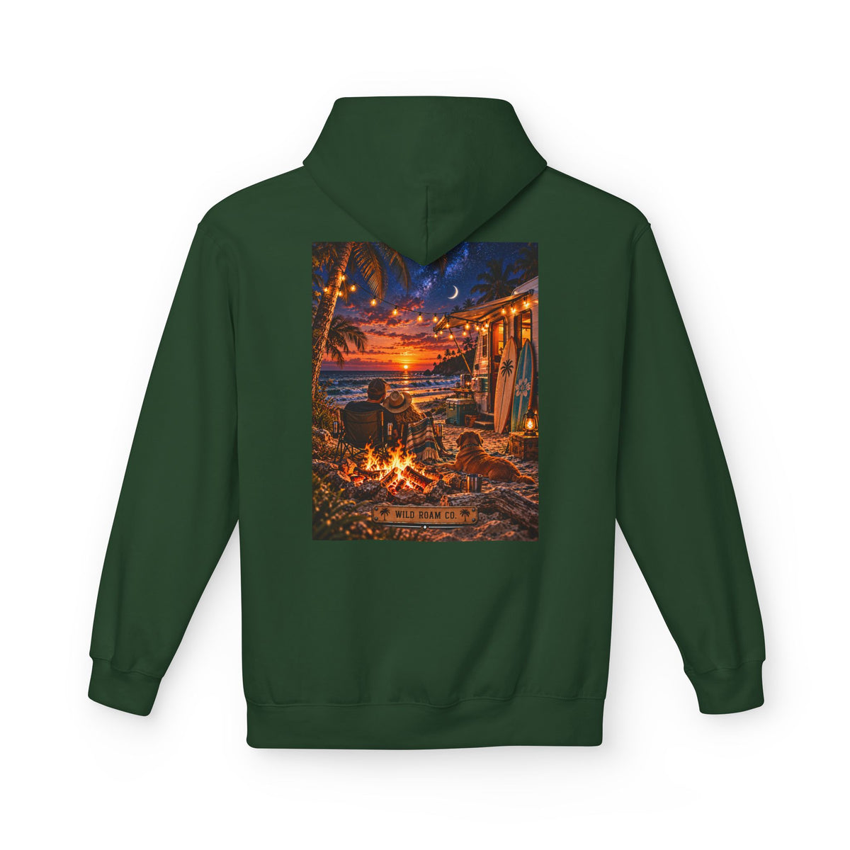 Wild Roam Co Hoodie-- Beach Bonfire Surf Graphic Hoodie