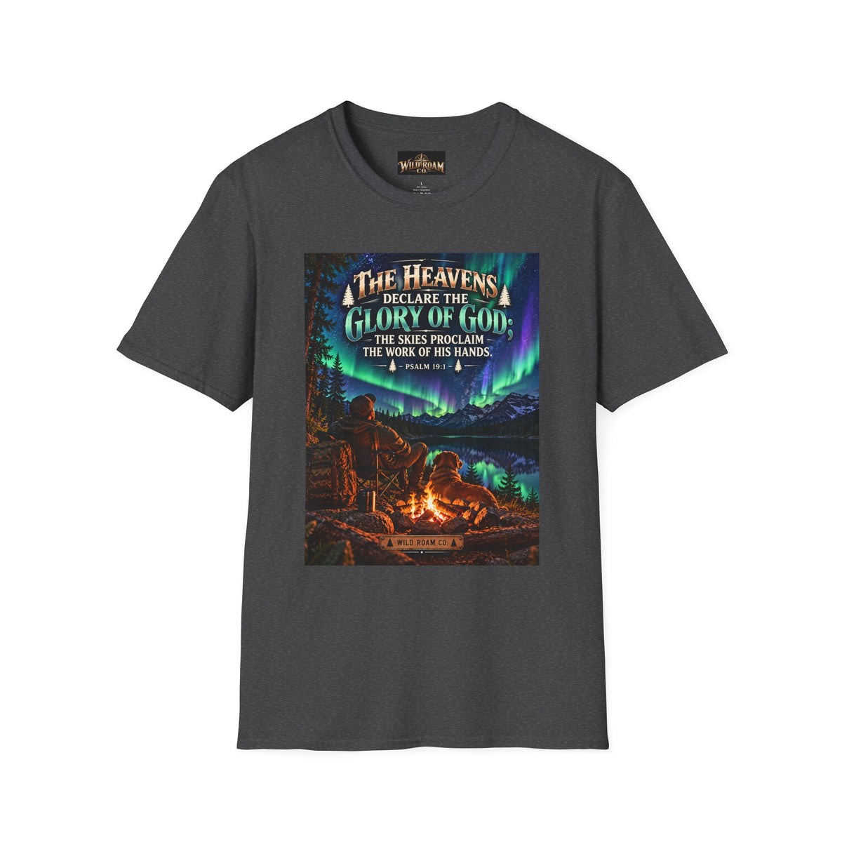 Men's Christian Campfire T-Shirt — "The Heavens Declare the Glory of God" Scenic Faith Tee
