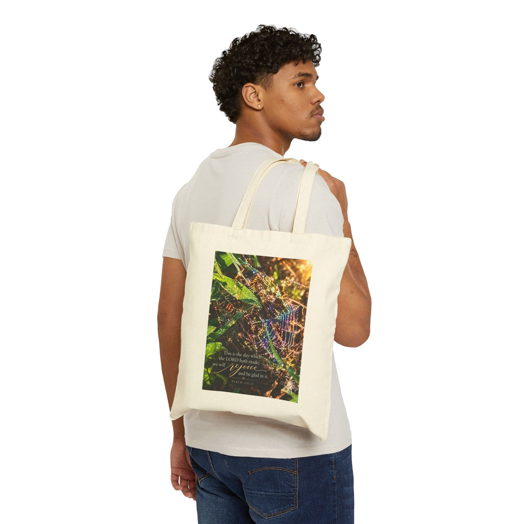 Canvas Tote Bag — Inspirational Spiderweb Nature Quote Tote
