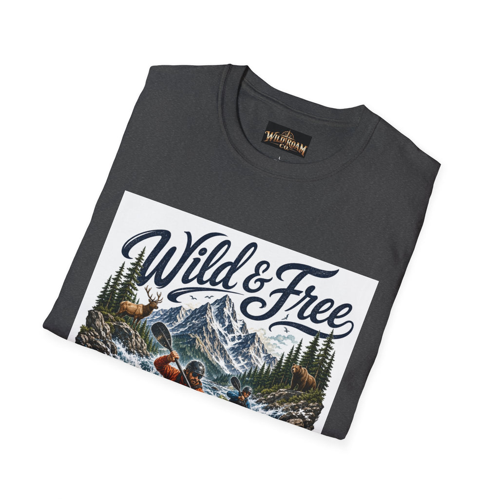 Wild & Free Kayaking T-Shirt — Mountain River Adventure Tee