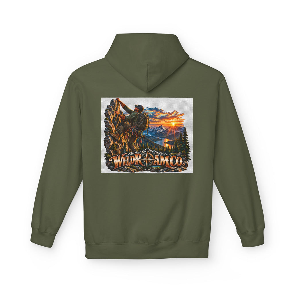Men's Wild Roam Co. Adventure Hoodie — Mountain Sunset Outdoor Graphic Sweatshirt