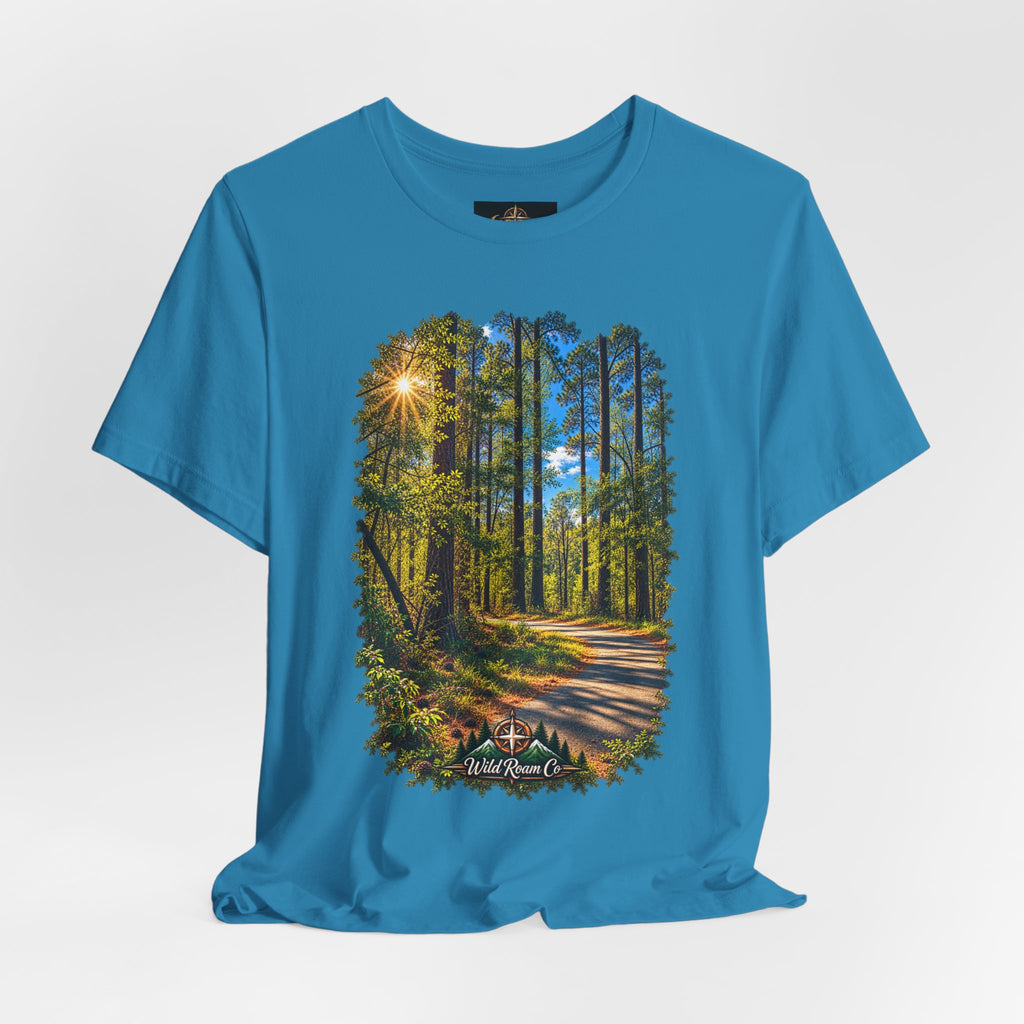 Wild Roam Co Unisex Tee--Matt 7:14 Forest Path