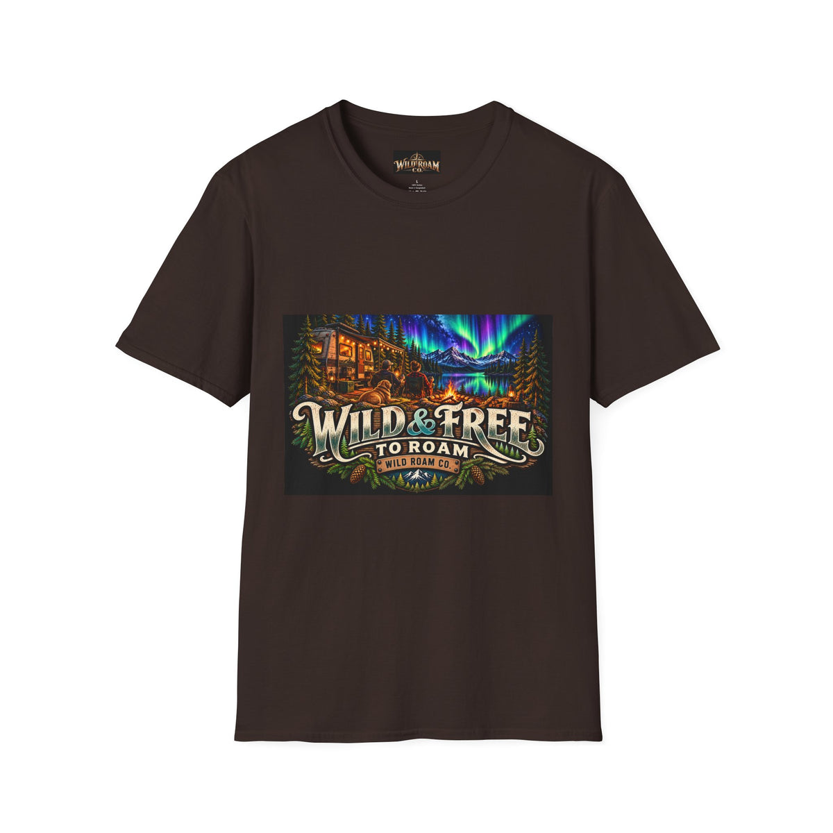 T-Shirt — Wild & Free to Roam Northern Lights Cabin Graphic Tee