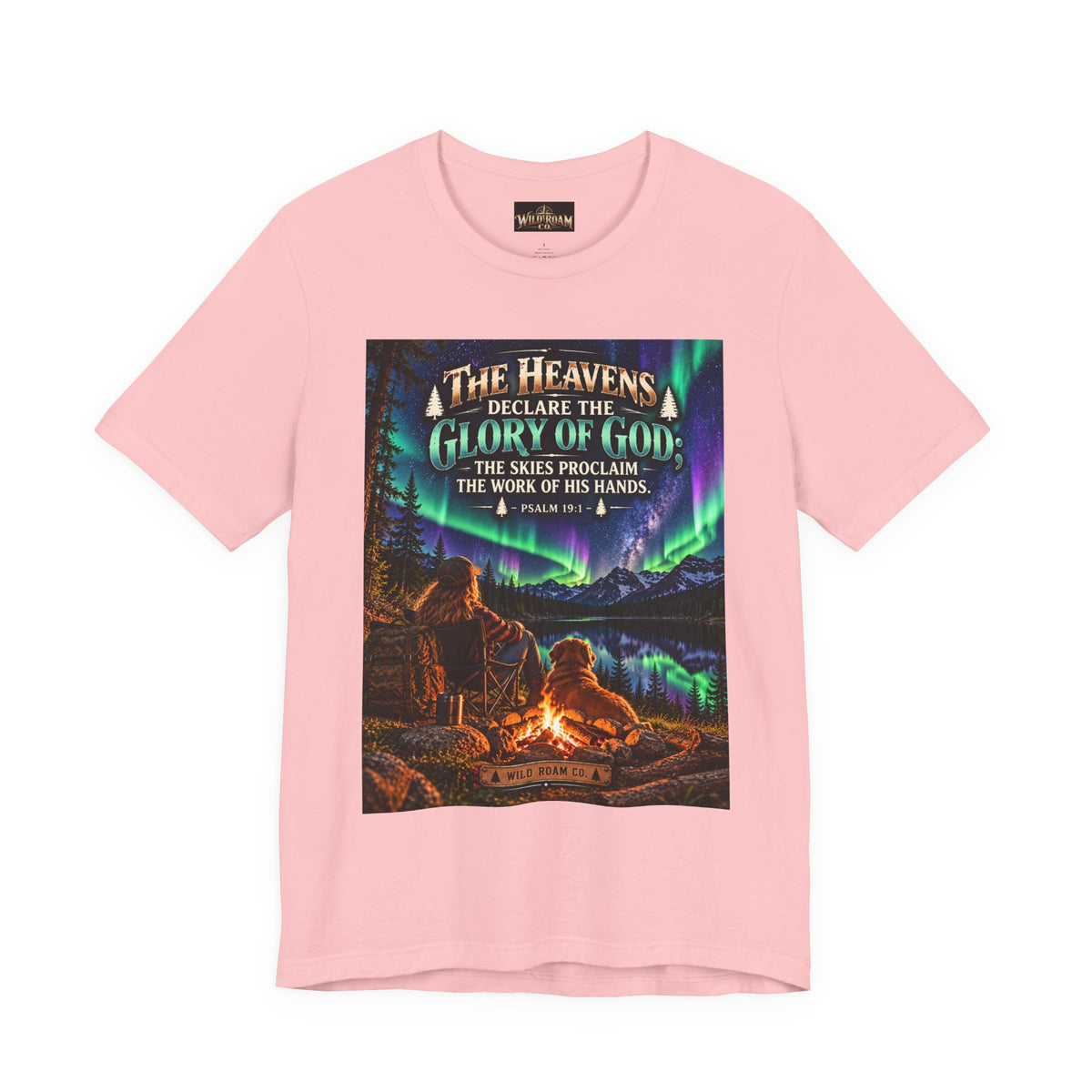 Women's Christian Nature T-Shirt — "The Heavens Declare the Glory of God" Campfire Aurora Tee