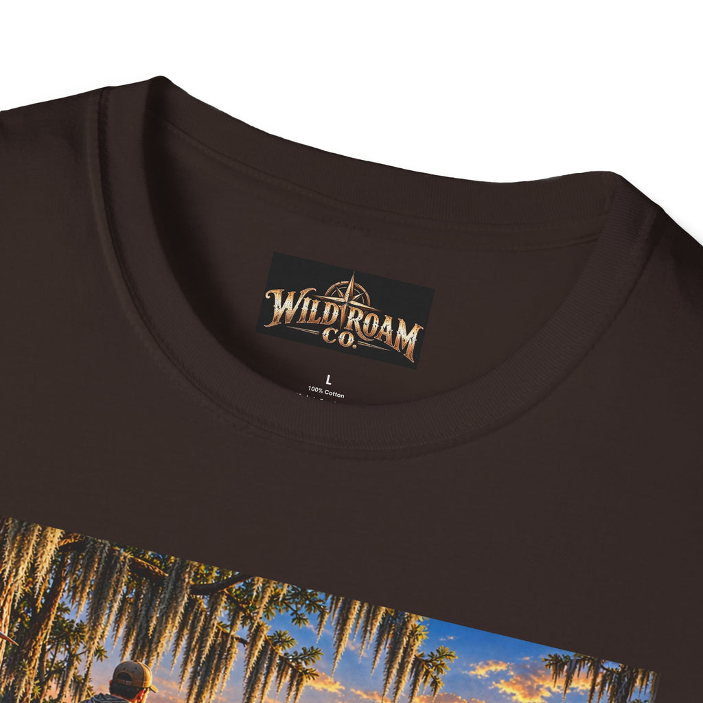 Wild & Free to Roam T-Shirt —Bayou Sunset Fishing Adventure Graphic Tee