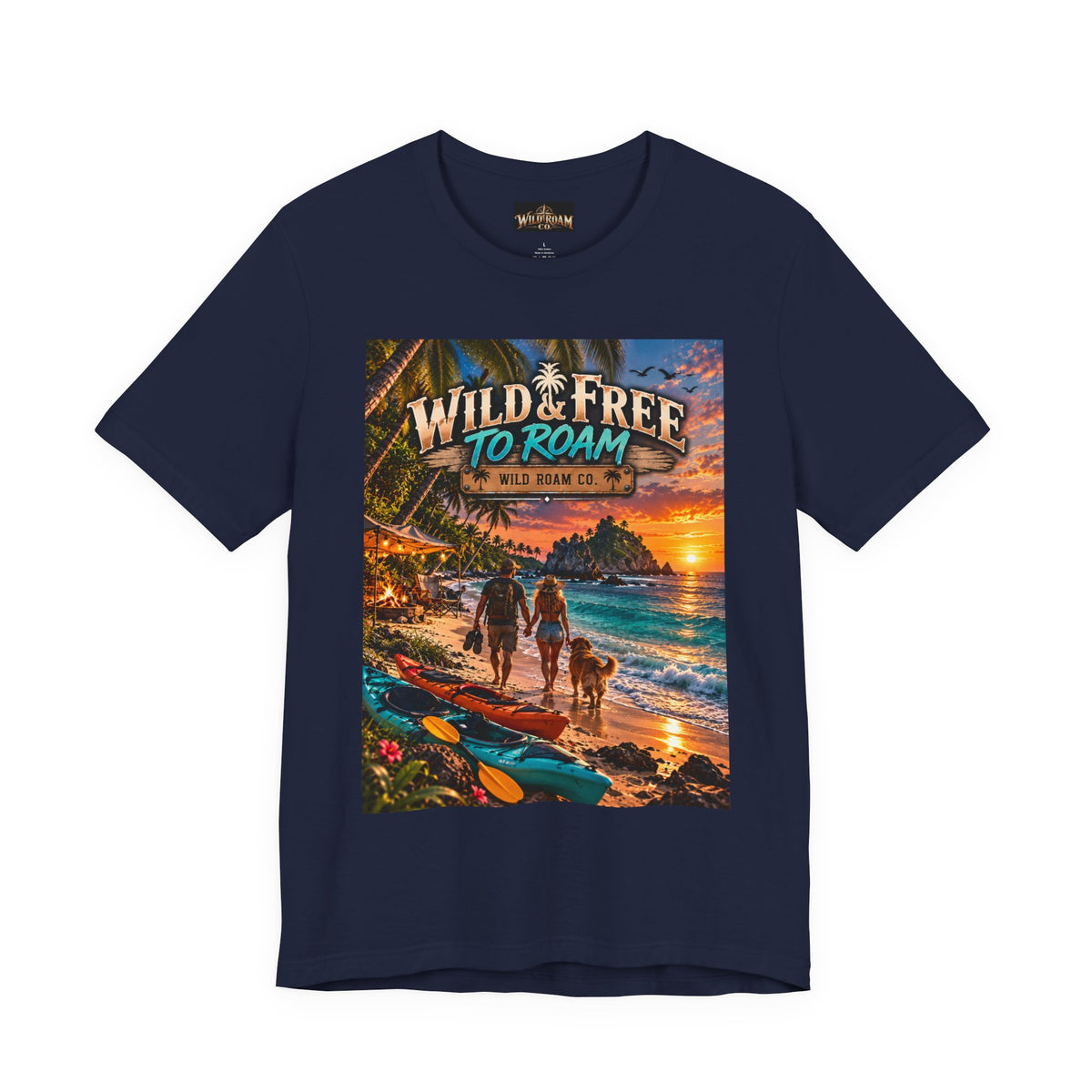 Wild & Free to Roam Beach T-Shirt — Sunset Surf Adventure Tee