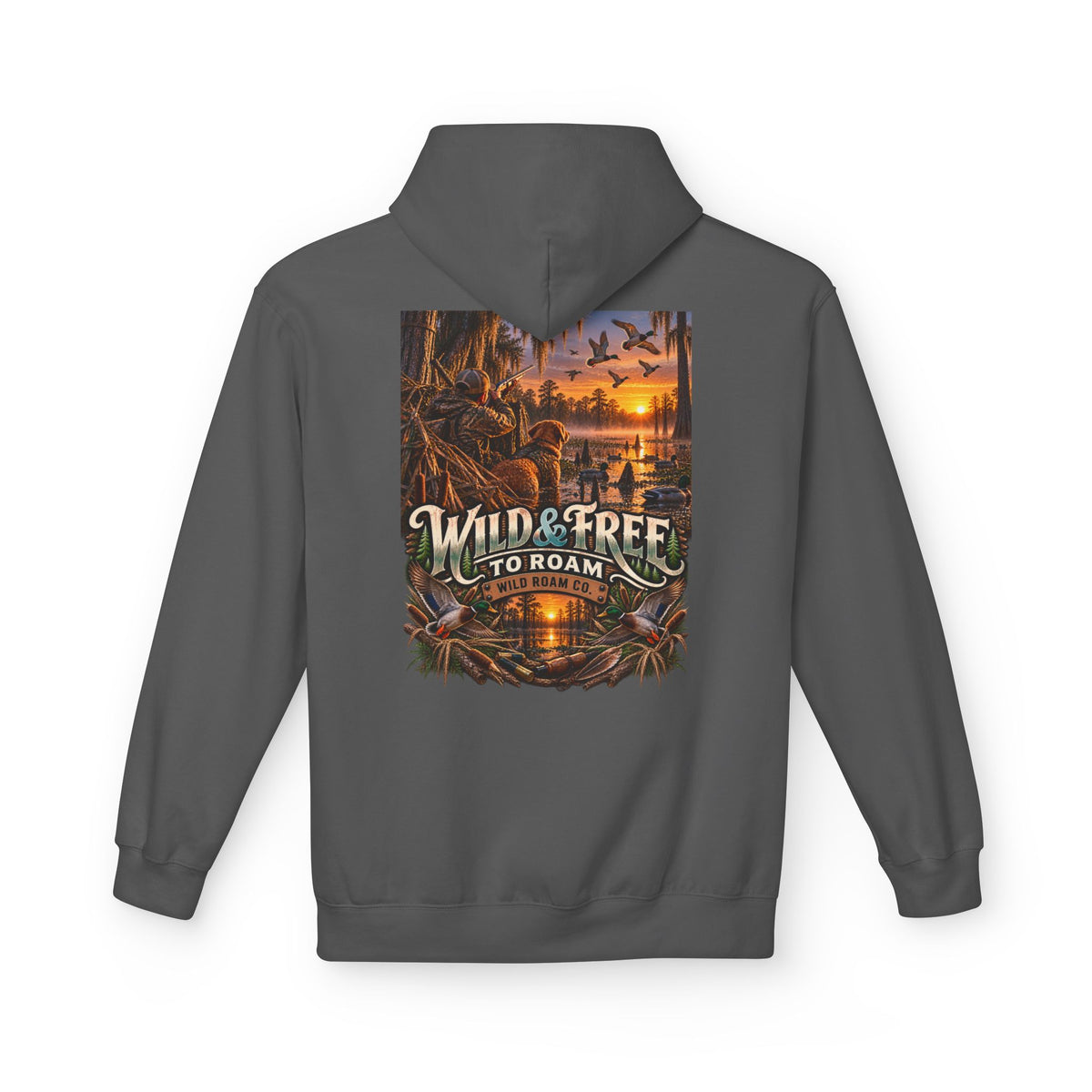 Wild & Free Hoodie — "Wild & Free to Roam" Ducks Graphic Pullover