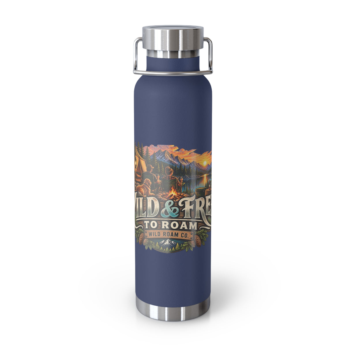 Wild & Free Camping Water Bottle — 22oz Copper Insulated Travel Flask