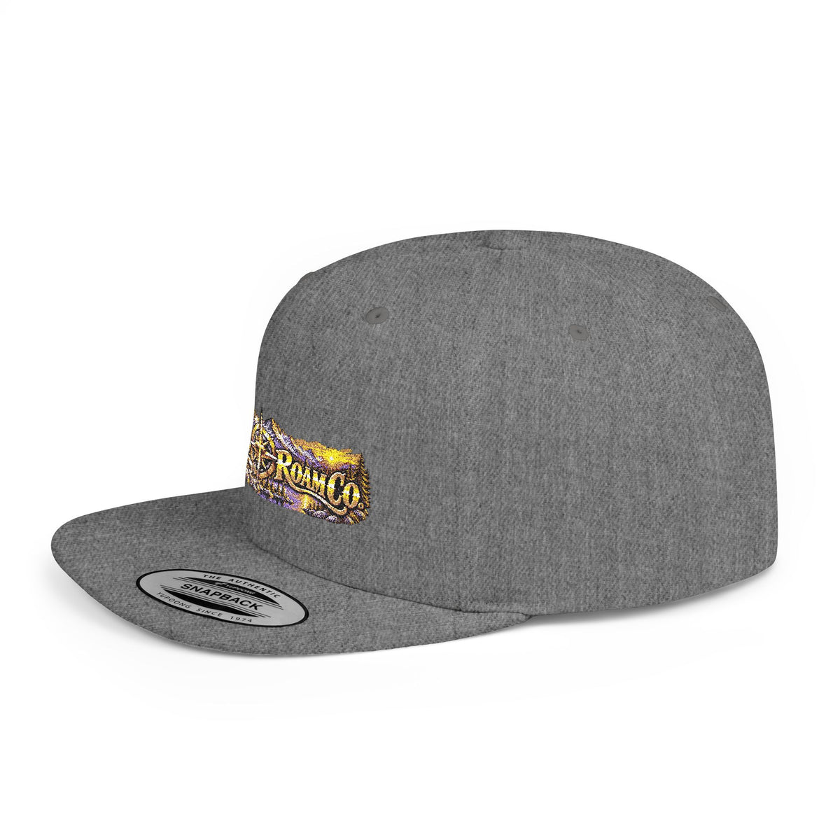 Snapback Hat — Mountain Sunrise 'Wander & Roam' Embroidered Flat Bill