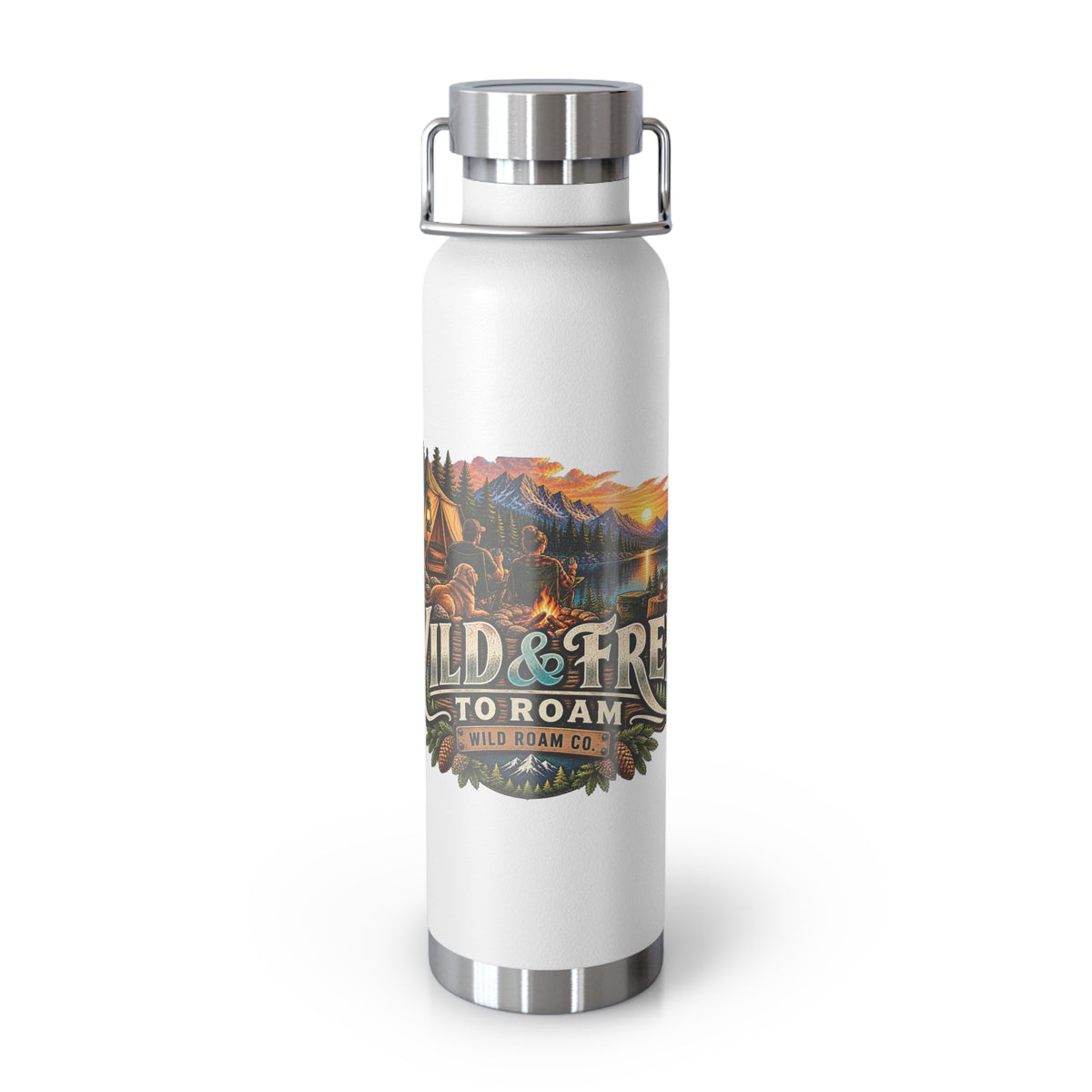 Wild & Free Camping Water Bottle — 22oz Copper Insulated Travel Flask