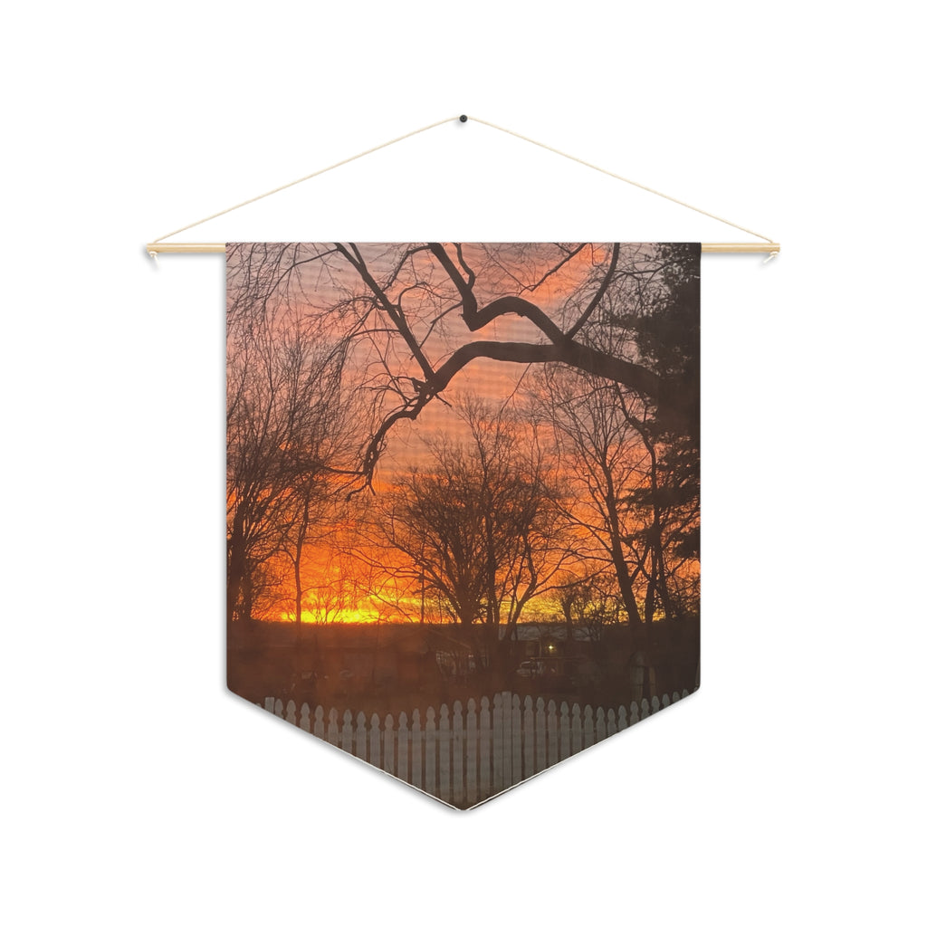 Sunset Silhouette Pennant Banner – Warm Autumn Sky Wall Decor