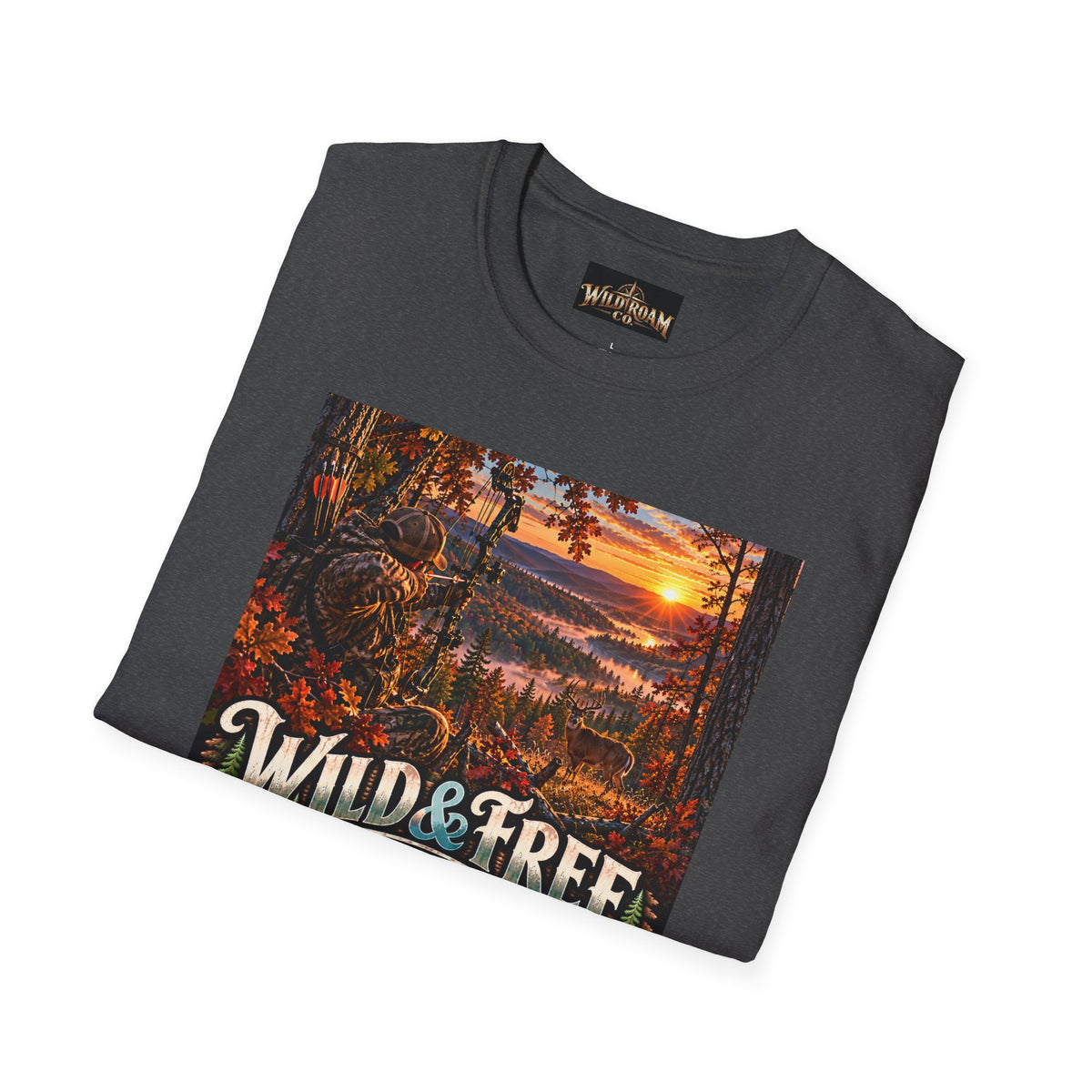 Wild & Free to Roam T-Shirt — Scenic Wilderness Sunset Adventure Tee