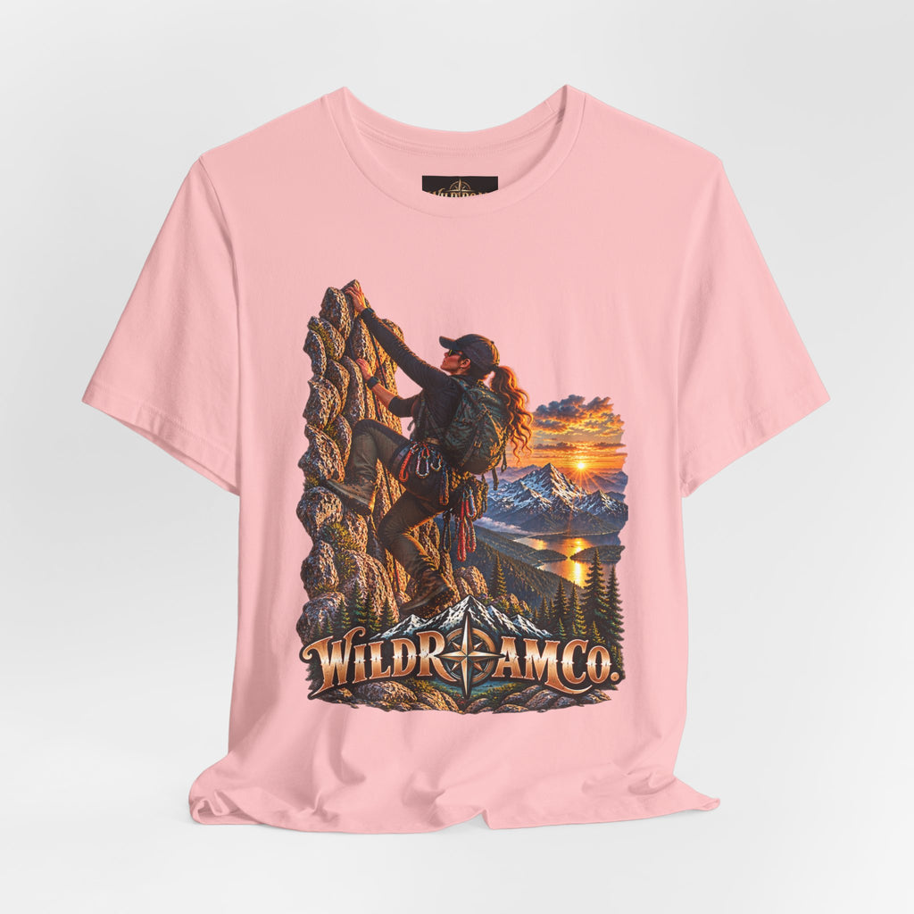 Women's Climber Sunset Tee — Wild Roam Co. Rock Climbing Graphic T-Shirt