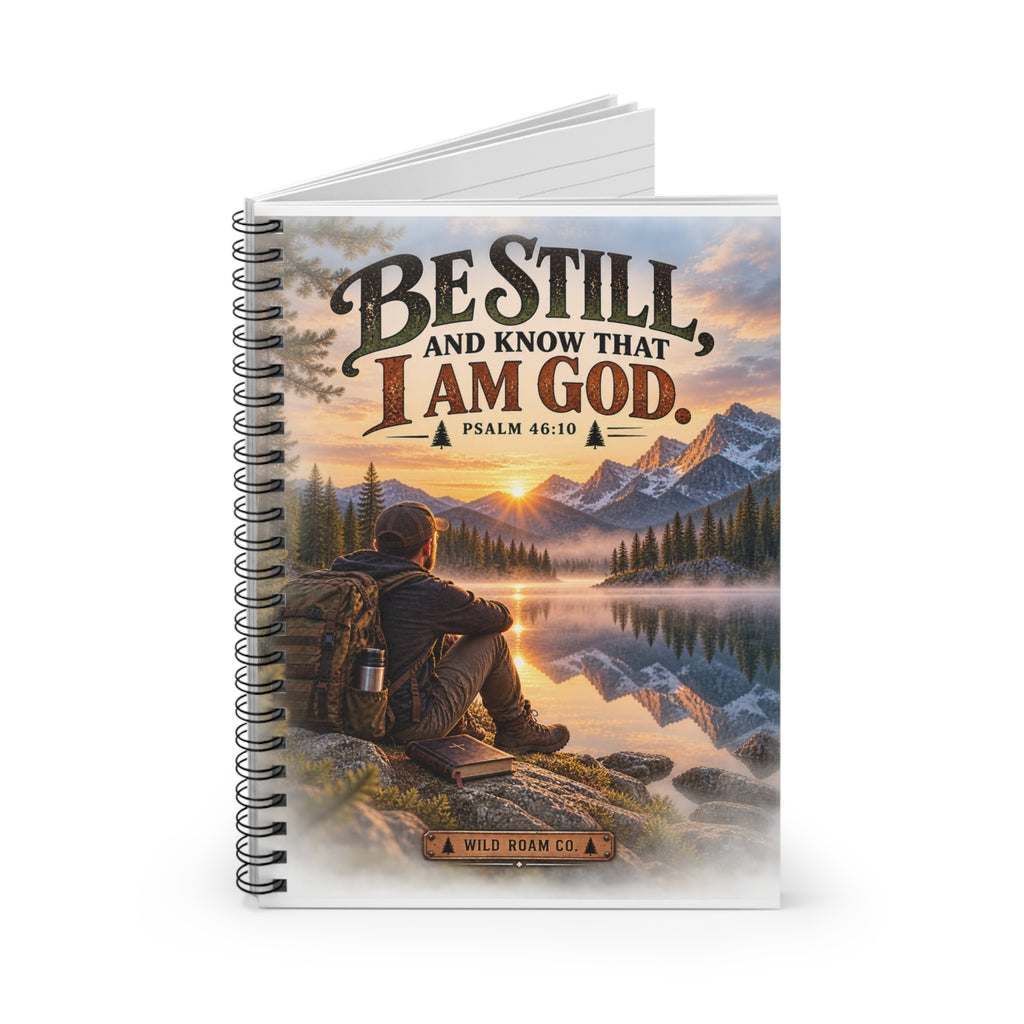 Faith Journal Notebook — "Be Still and Know That I Am God" Scenic Spiral Notebook (Psalm 46:10)