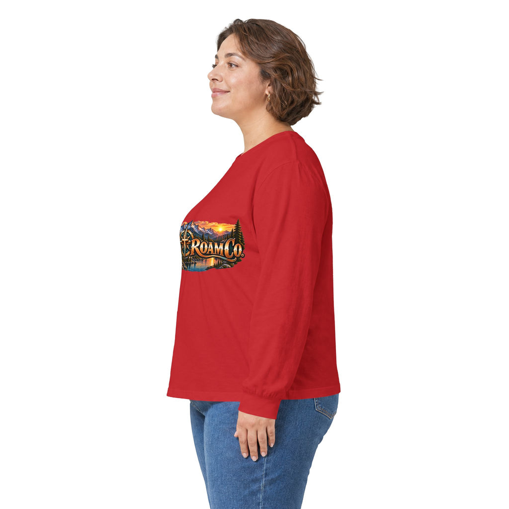 Unisex Long Sleeve Tee — 'Wild & Roam Co.' Faith Logo Graphic with 'Angels Gather' Inspirational Back Quote