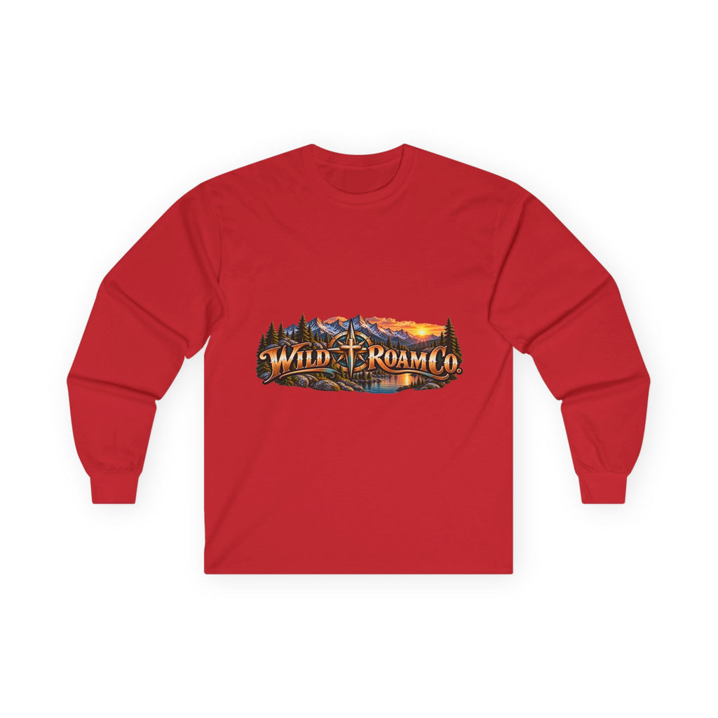 Unisex Long Sleeve Tee — 'Wild & Roam Co.' Faith Logo Graphic with 'Angels Gather' Inspirational Back Quote