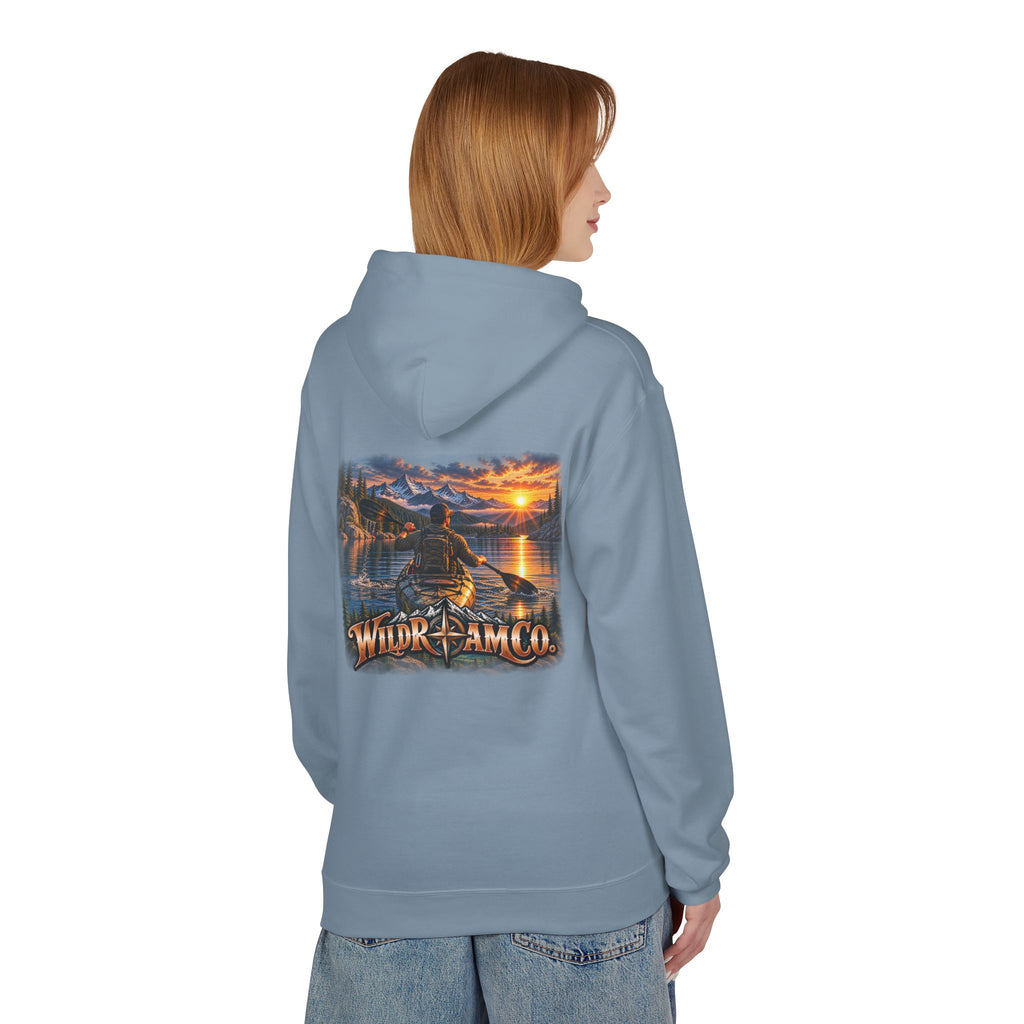 Wild Roam Co. Men's Hoodie — Sunset Kayak Graphic Hoodie