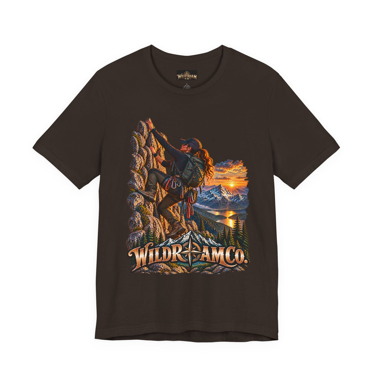 Women's Climber Sunset Tee — Wild Roam Co. Rock Climbing Graphic T-Shirt