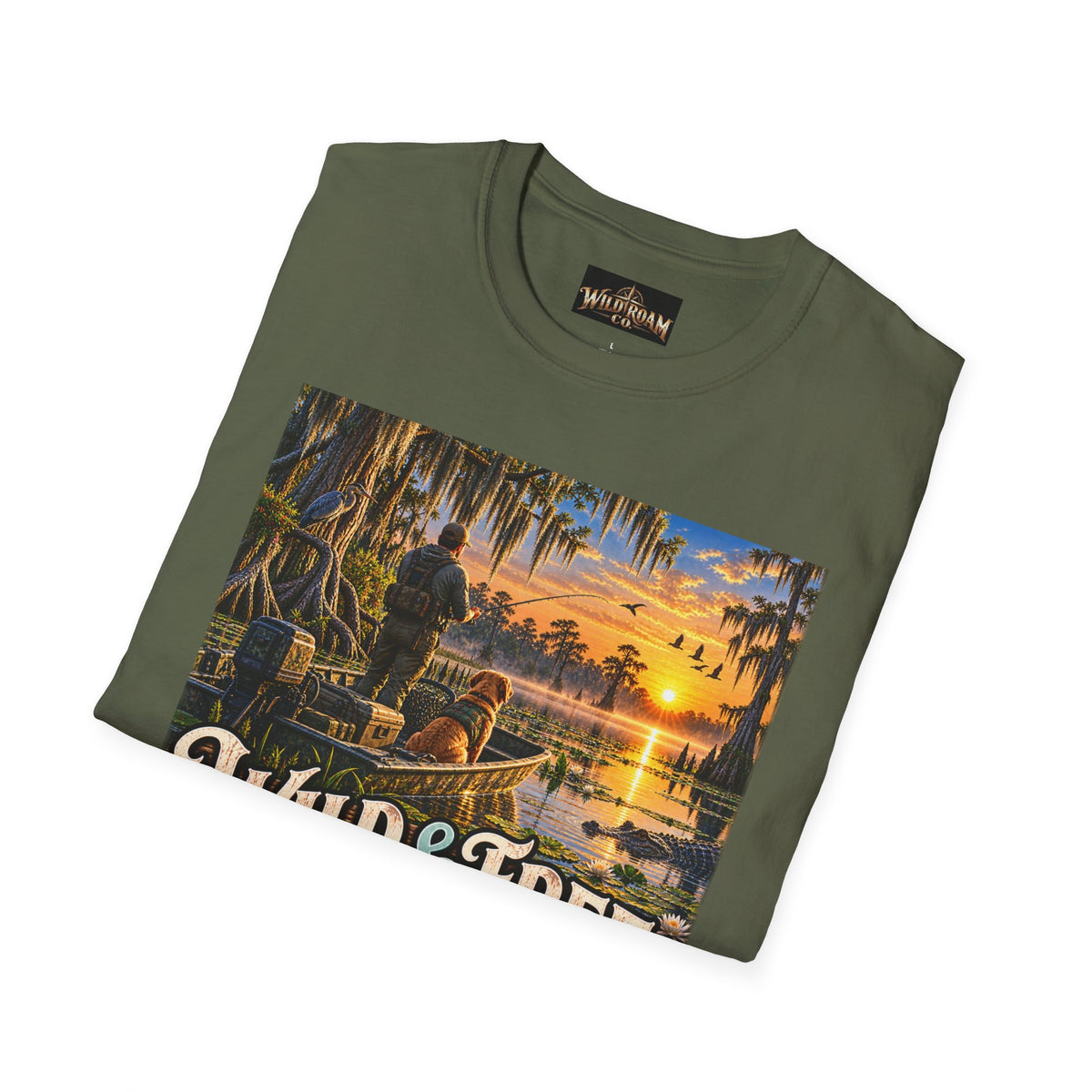 Wild & Free to Roam T-Shirt —Bayou Sunset Fishing Adventure Graphic Tee