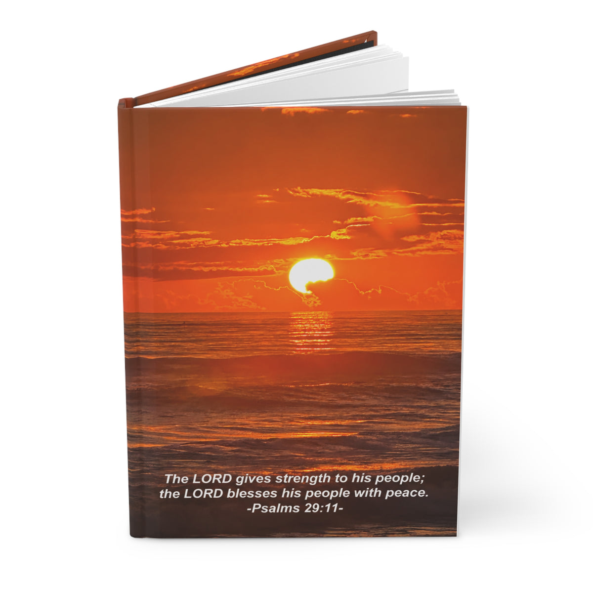 Sunset Scripture Journal — Psalms 29:11 Hardcover Lined Notebook